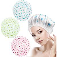 Los mejores  - Ealicere 3 Piezas Gorros de Ducha- elásticos y Impermeable Gorra de Ducha-Reutilizables Banda Gorros de Pelo para Salón…